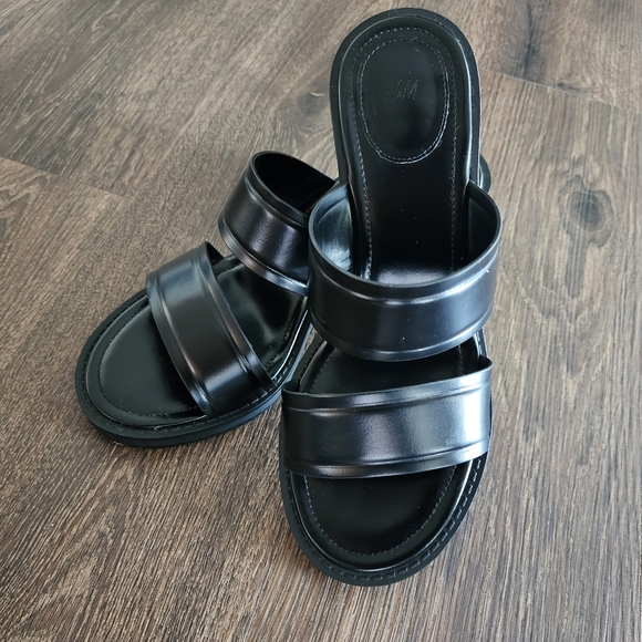 H&M Sz 9 Black Heeled Sandals - Picture 1 of 6
